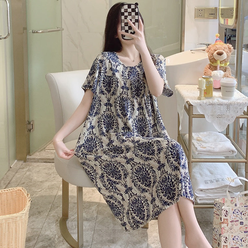Cotton Silk Nightdress Summer Sleepwear
