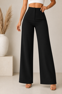 Elegant High-Waisted Wide-Leg Trousers – Luxury Women's Trousers