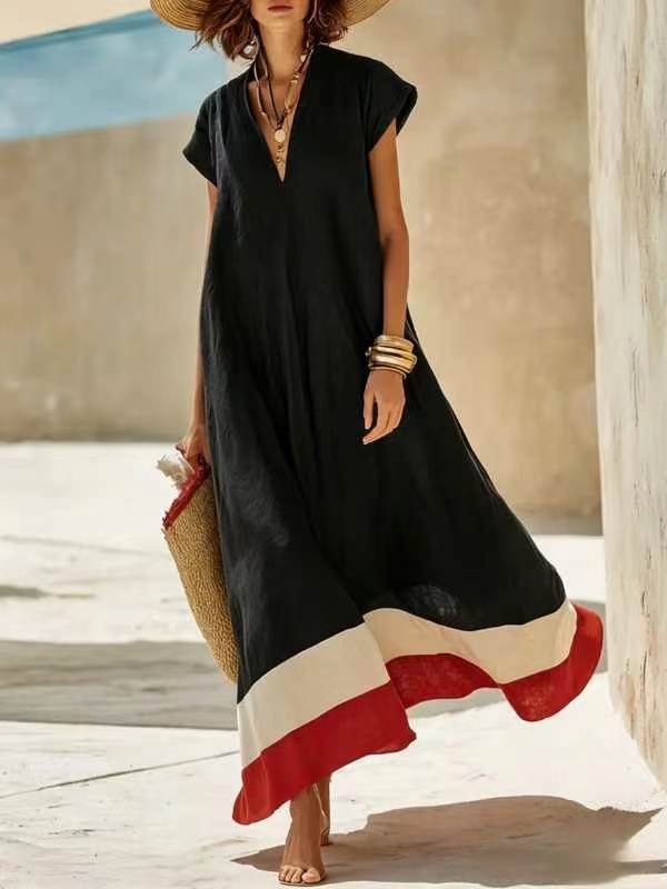 Abito Patchwork Primavera-Estate a Maniche Corte da Donna