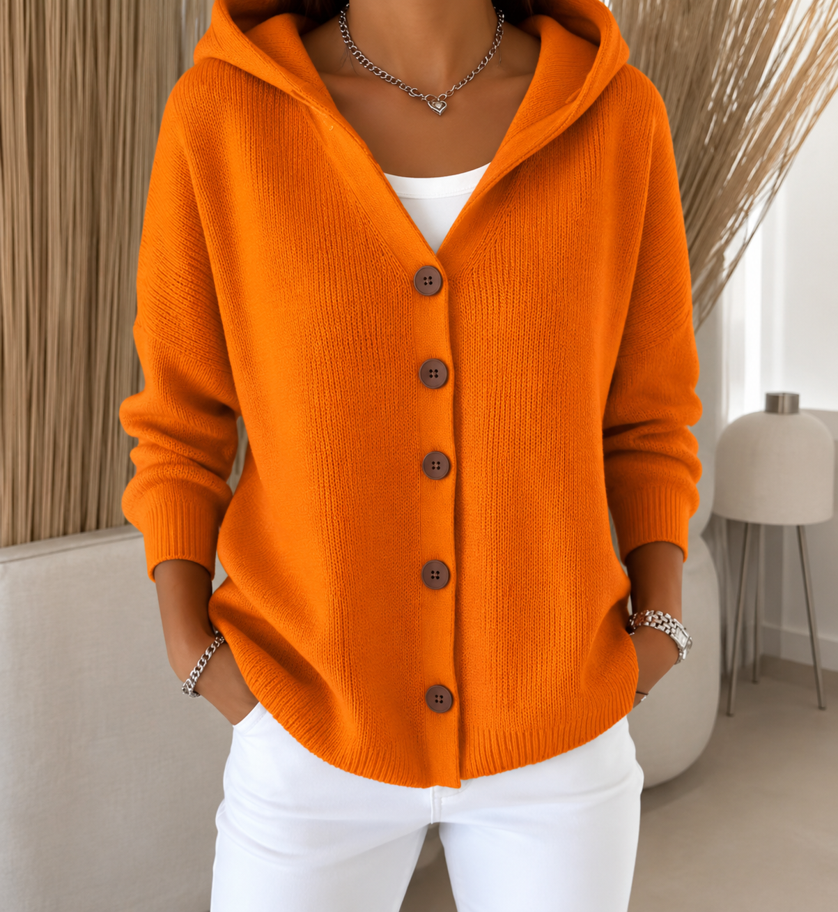 Sofia | Cardigan con Cappuccio in Morbida Maglia
