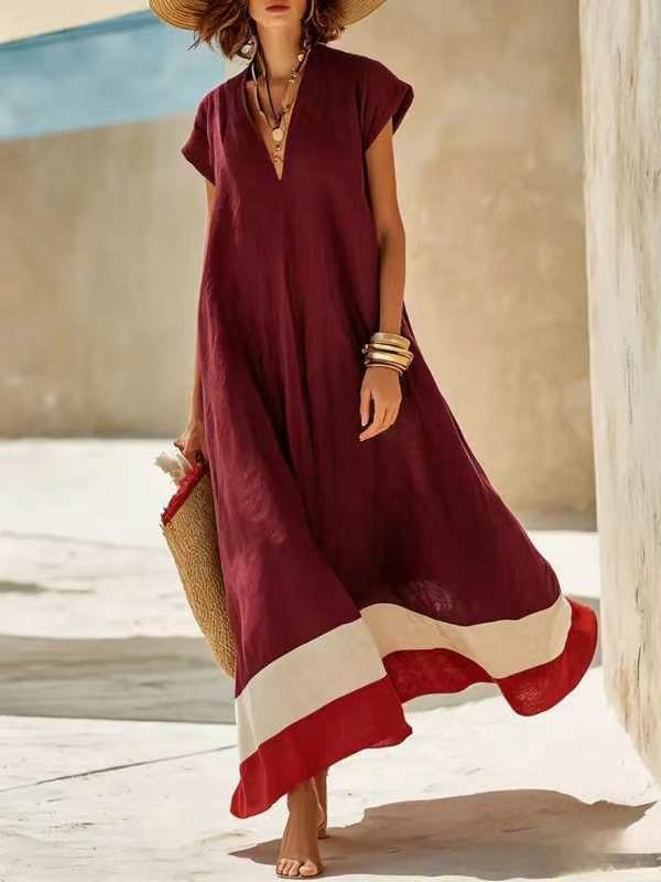 Abito Patchwork Primavera-Estate a Maniche Corte da Donna