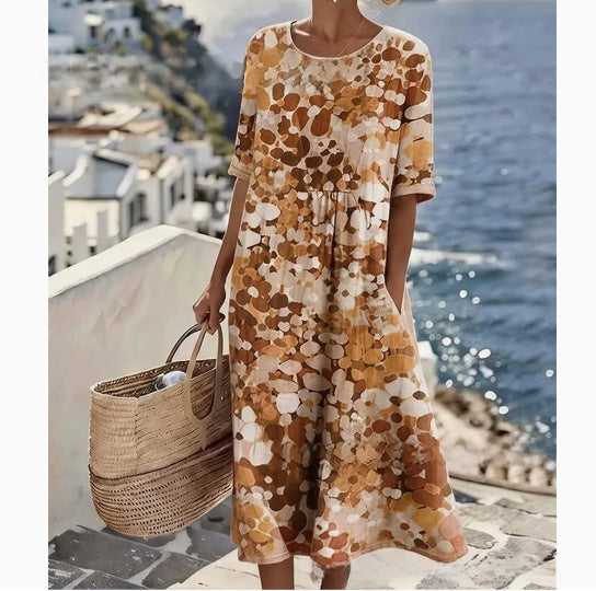 Women V-Neck Pleated Dress