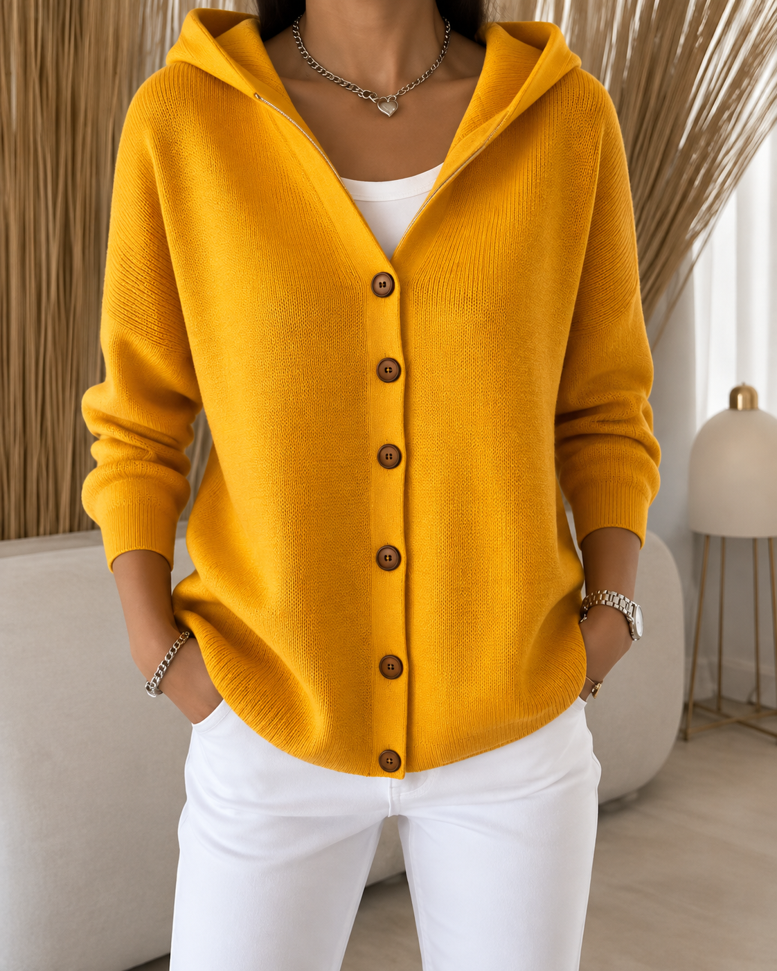 Sofia | Cardigan con Cappuccio in Morbida Maglia