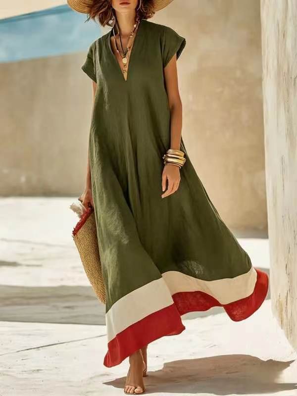 Abito Patchwork Primavera-Estate a Maniche Corte da Donna
