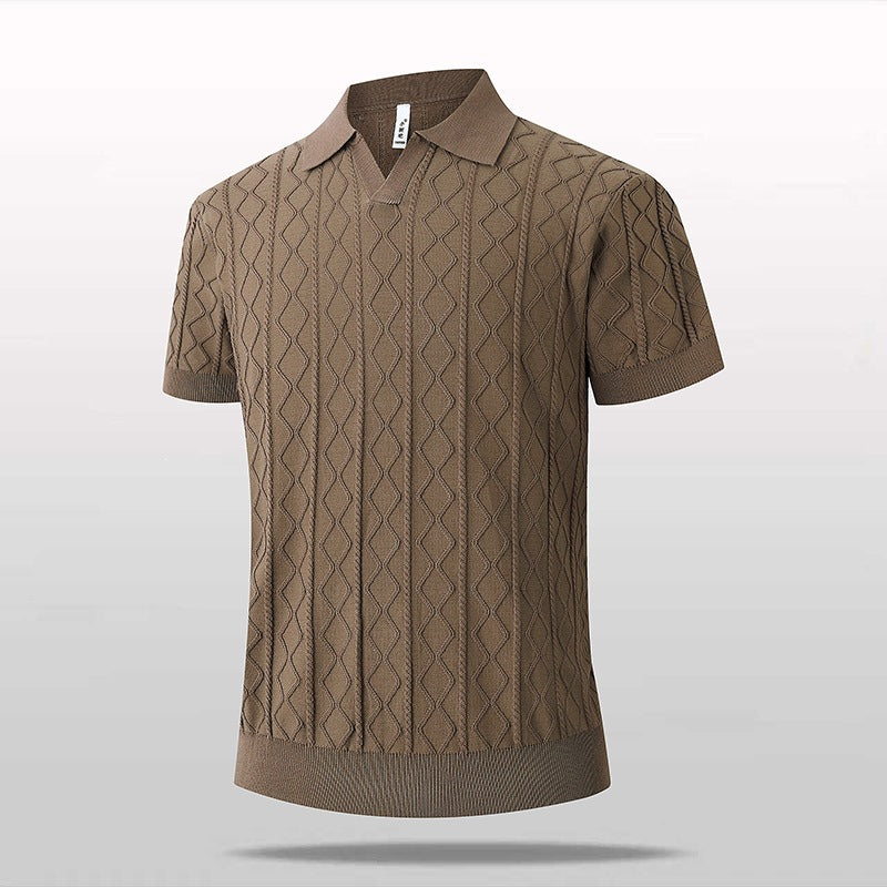 Polo a Maglia Scollo a V Maniche Corte da Uomo