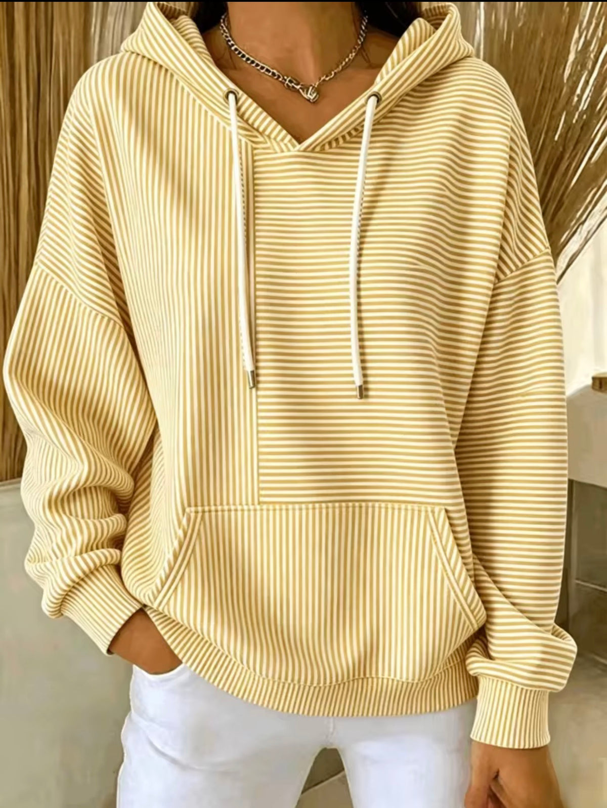 Felpa con Cappuccio a Righe Casual