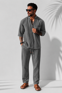 Set Estivo Lino Lusso da Uomo – Completo Traspirante 2 Pezzi | Camicia e Pantaloni