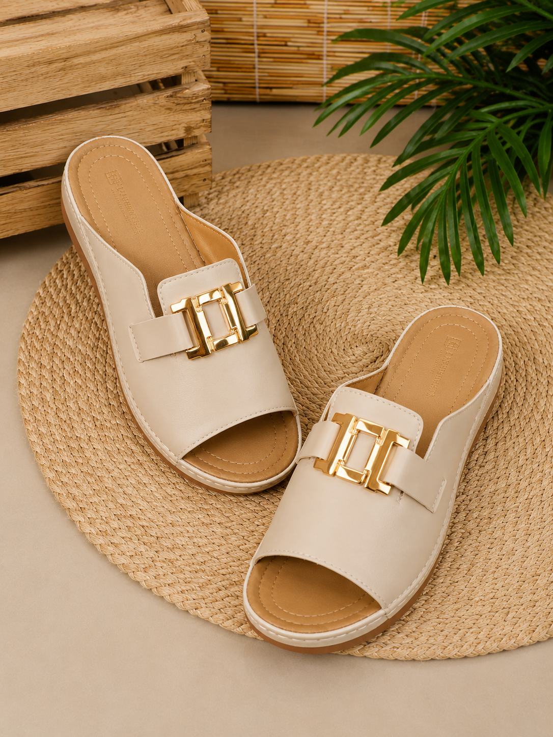 Luxury Comfort Women's Sandals - Summer Sandals with Gold Buckle