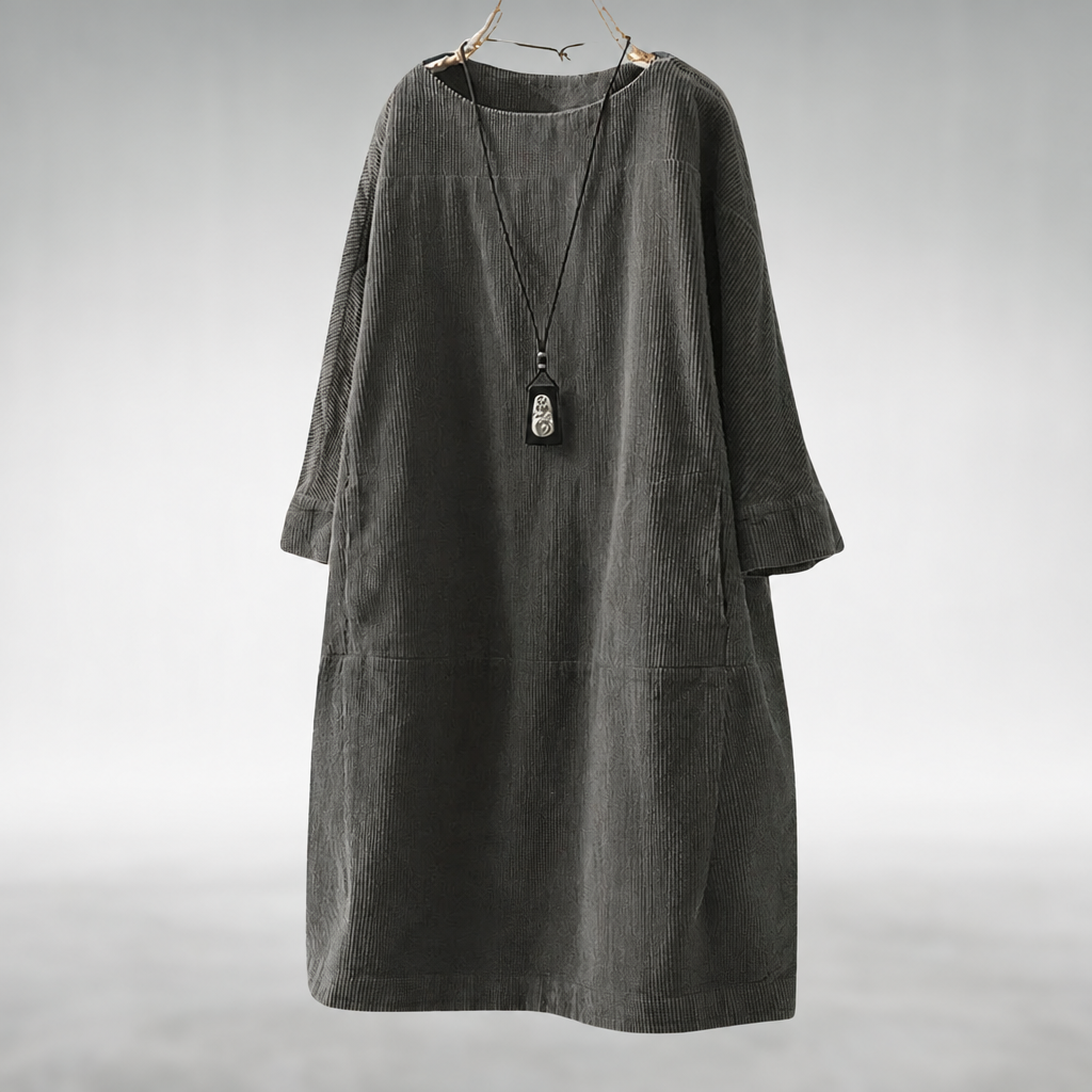 Amy™ Abito Midi in Velluto a Coste Comodo