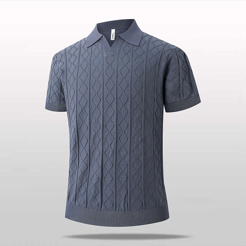 Polo a Maglia Scollo a V Maniche Corte da Uomo