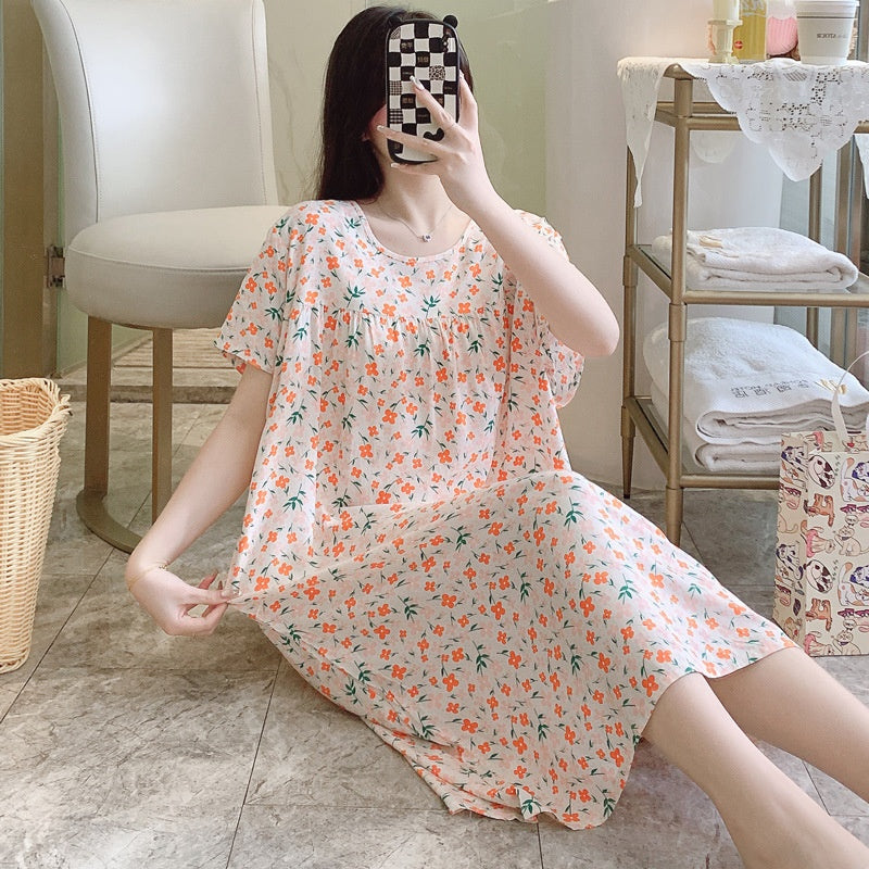 Cotton Silk Nightdress Summer Sleepwear