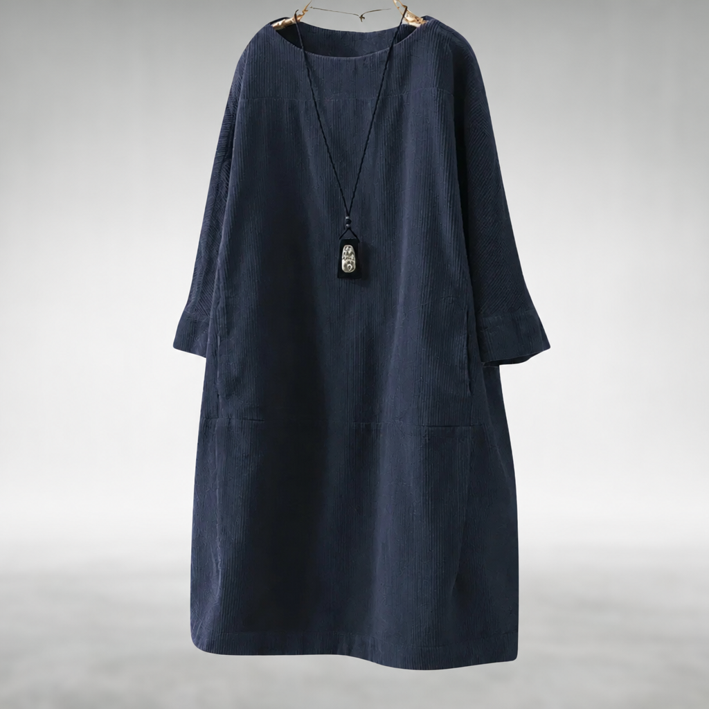 Amy™ Abito Midi in Velluto a Coste Comodo