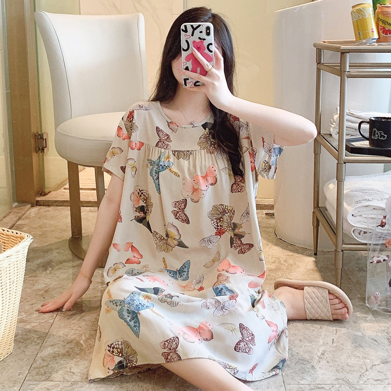 Cotton Silk Nightdress Summer Sleepwear