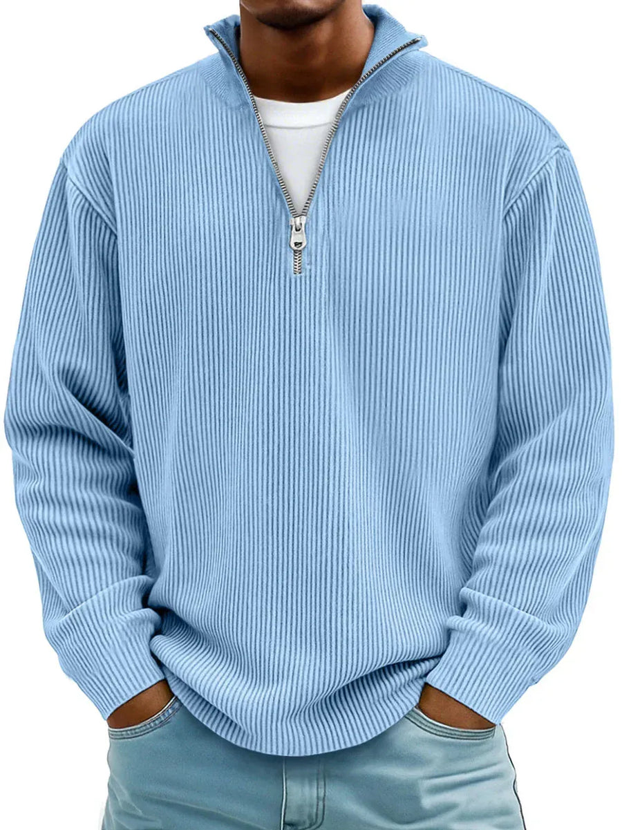 Donato | Maglione a Coste con Mezza Zip
