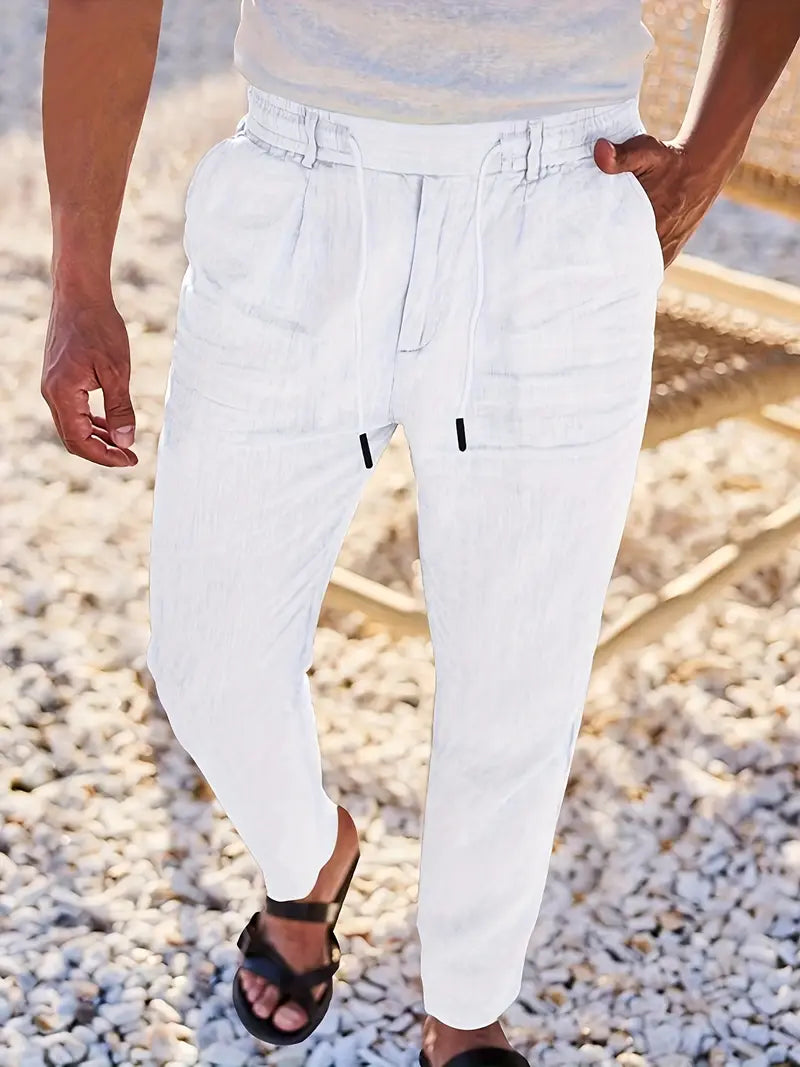 Tito | Pantaloni Larghi in Lino con Coulisse