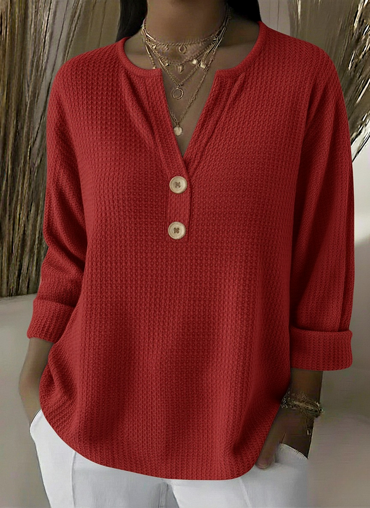 Elena | Maglietta Henley a Righe con Bottoni
