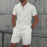 Completo sportivo da uomo con polo e bavero testurizzati