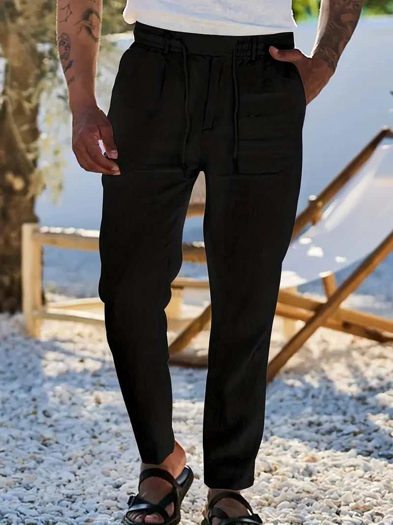 Tito | Pantaloni Larghi in Lino con Coulisse