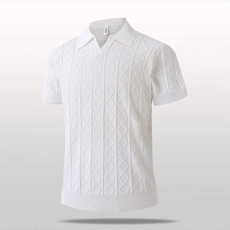 Polo a Maglia Scollo a V Maniche Corte da Uomo