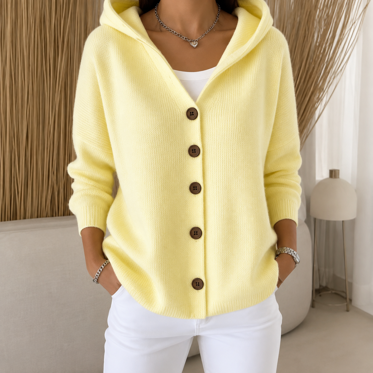 Sofia | Cardigan con Cappuccio in Morbida Maglia