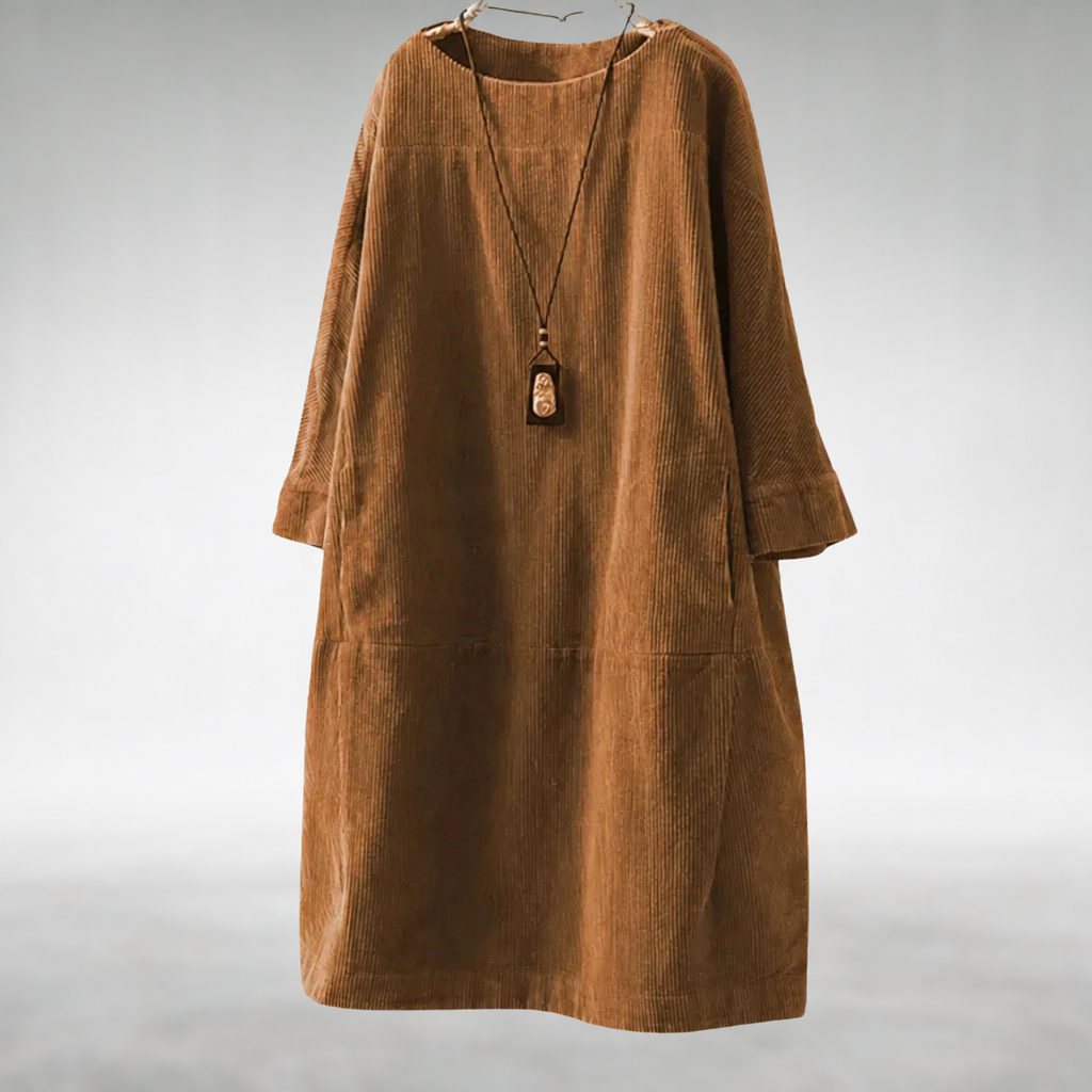 Amy™ Abito Midi in Velluto a Coste Comodo