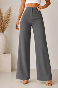 Elegant High-Waisted Wide-Leg Trousers – Luxury Women's Trousers