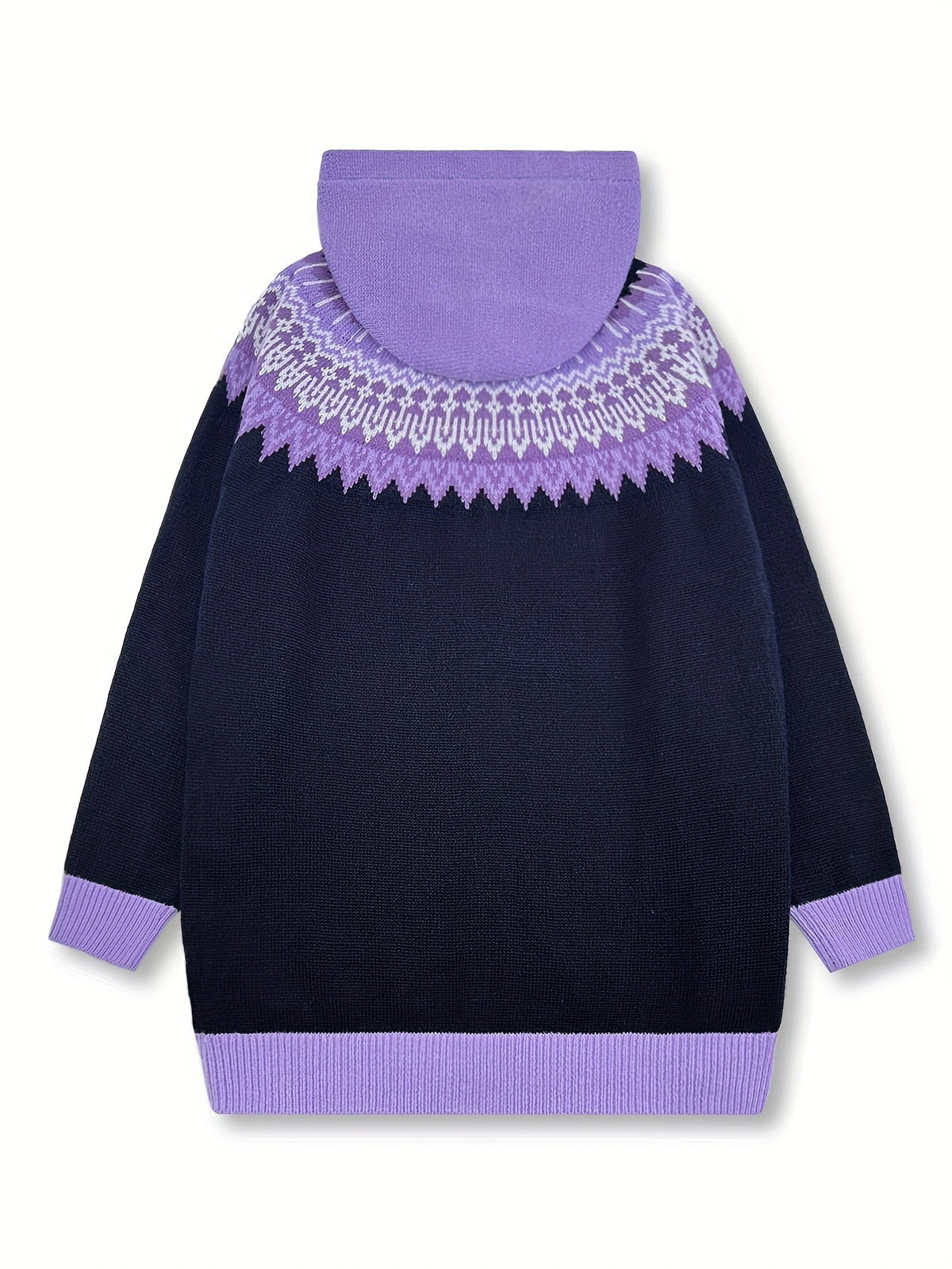 Gulnur | Cardigan con Cappuccio a Motivo Nordico