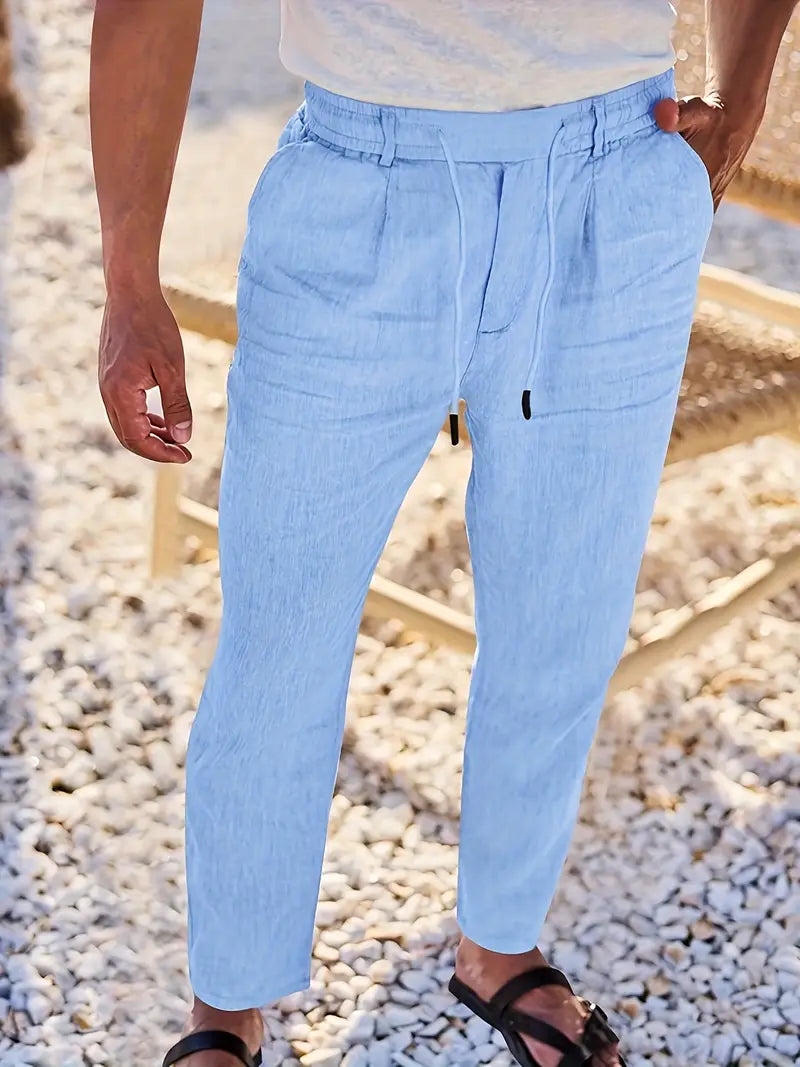 Tito | Pantaloni Larghi in Lino con Coulisse