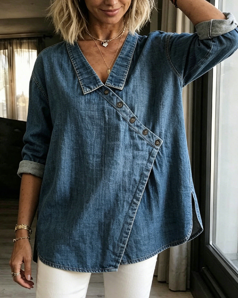 Veronica - Camicia in Denim con Bottoni