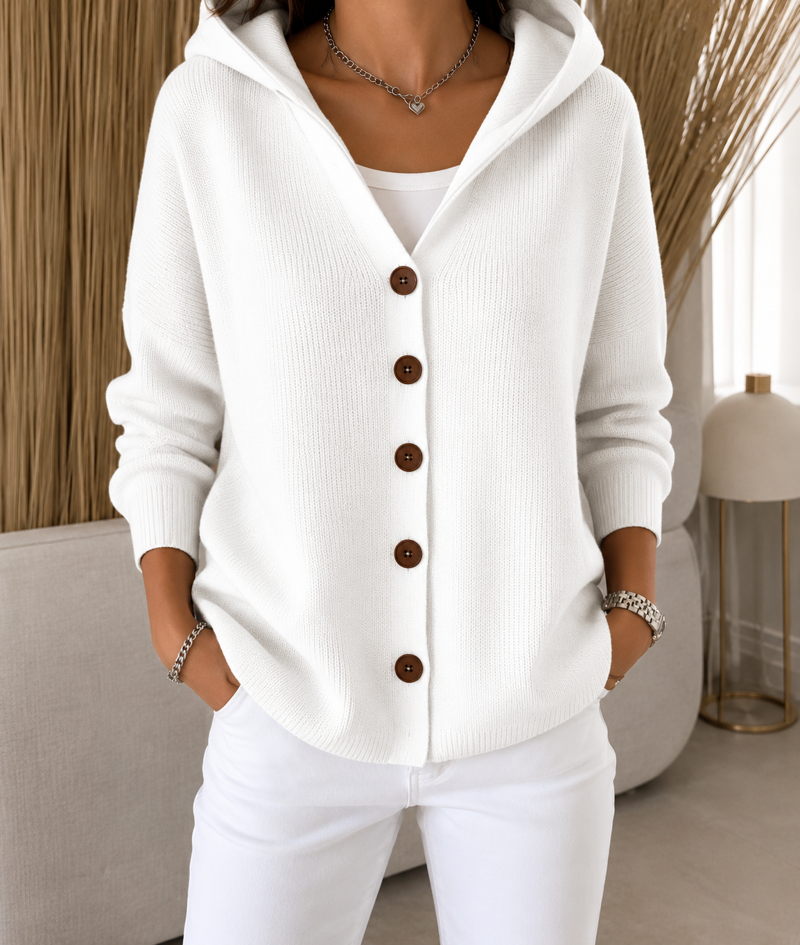 Sofia | Cardigan con Cappuccio in Morbida Maglia