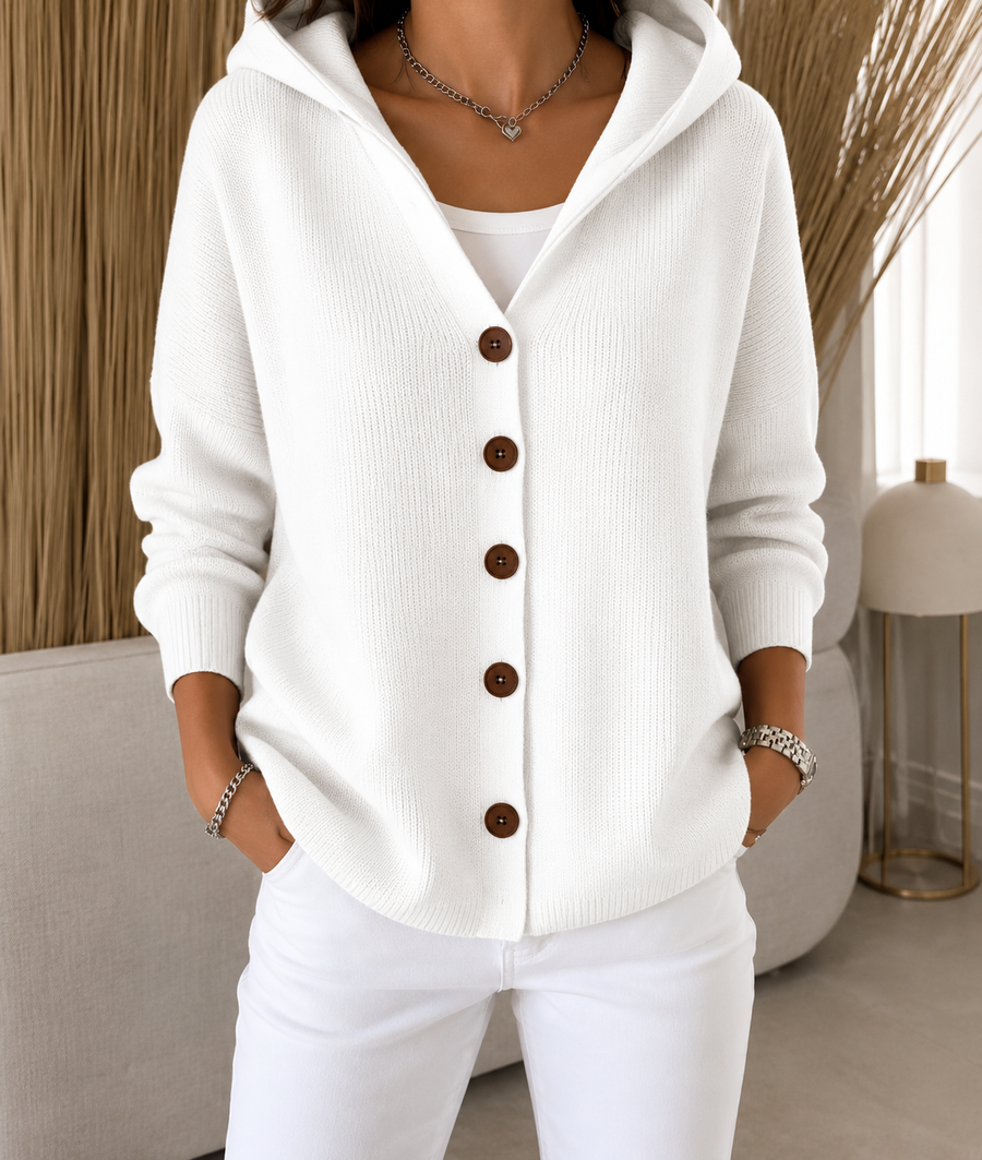 Sofia | Cardigan con Cappuccio in Morbida Maglia