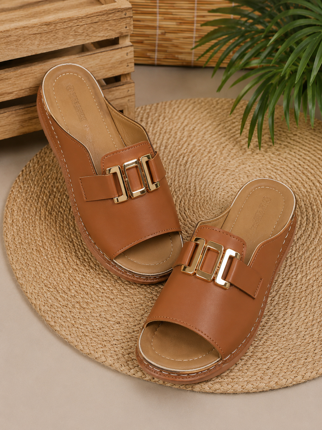 Luxury Comfort Women's Sandals - Summer Sandals with Gold Buckle