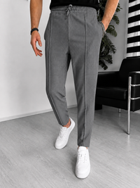 Herenbukser i vaffelstruktur – Slim Fit Stretchbukser med snøre | Casual & Smart Casual