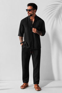 Set Estivo Lino Lusso da Uomo – Completo Traspirante 2 Pezzi | Camicia e Pantaloni