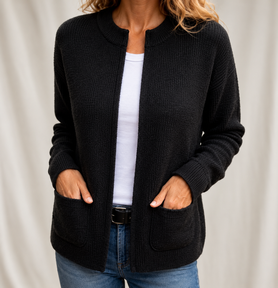 Cardigan in Maglia Morbida con Tasche