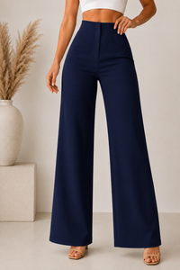Elegant High-Waisted Wide-Leg Trousers – Luxury Women's Trousers