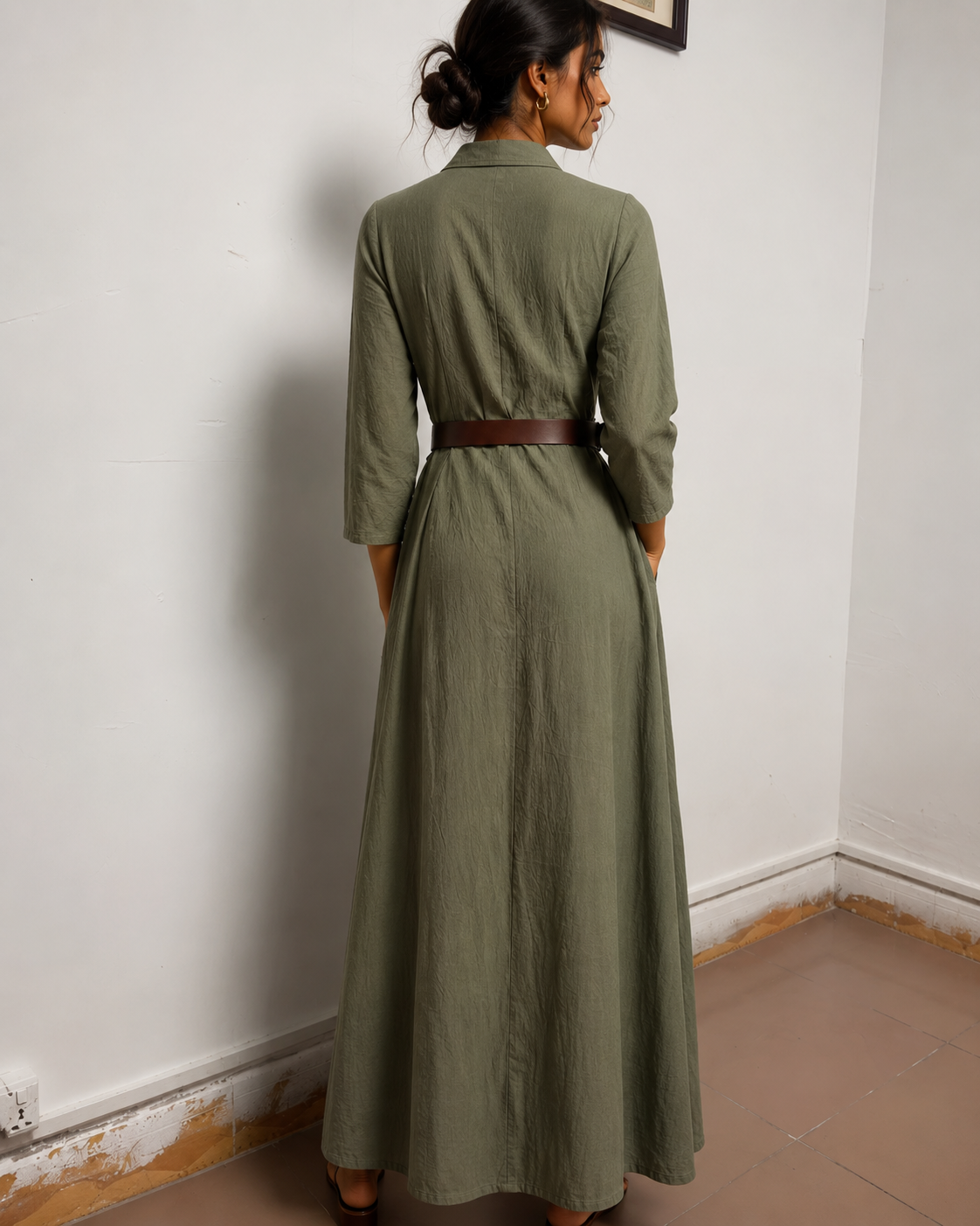 Odetta™ – Elegante Abito Lungo con Cintura in Vita
