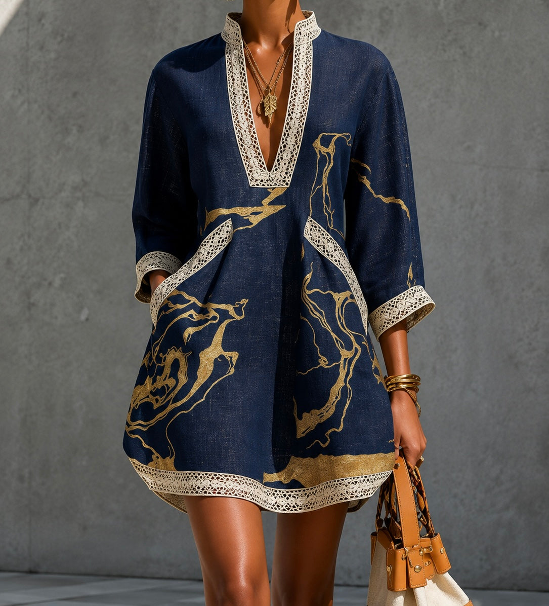 Elena™ | Abito Elegante con Ricami Dorati