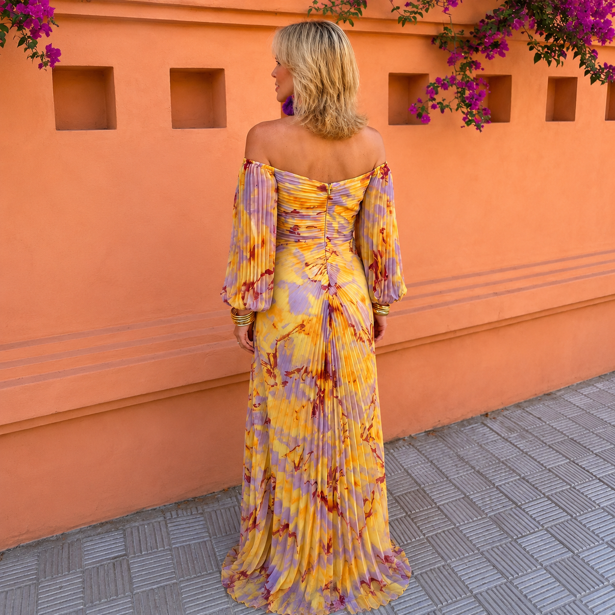Greta™ – Abito Lungo Elegante con Motivo Floreale
