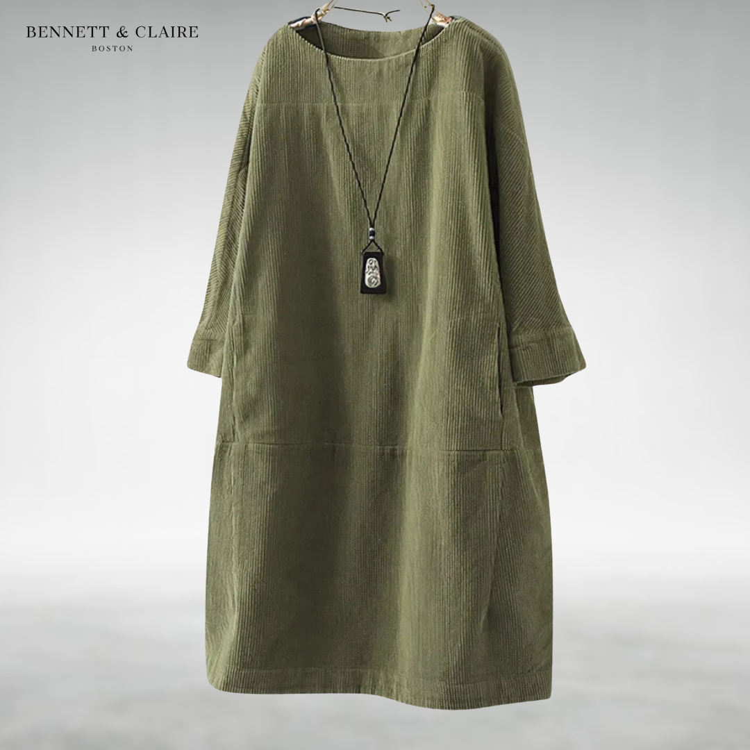 Amy™ Abito Midi in Velluto a Coste Comodo