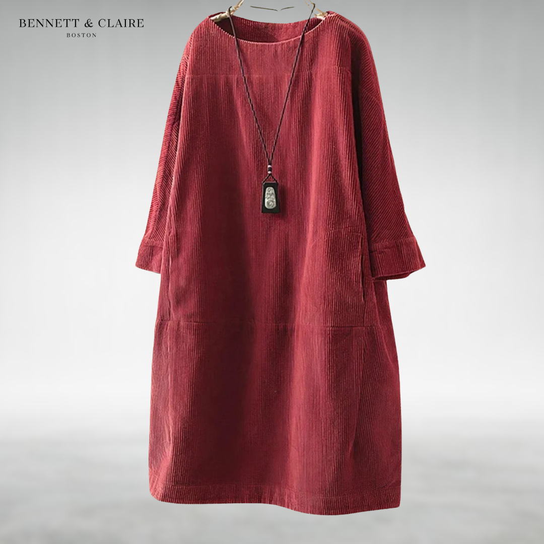 Amy™ Abito Midi in Velluto a Coste Comodo