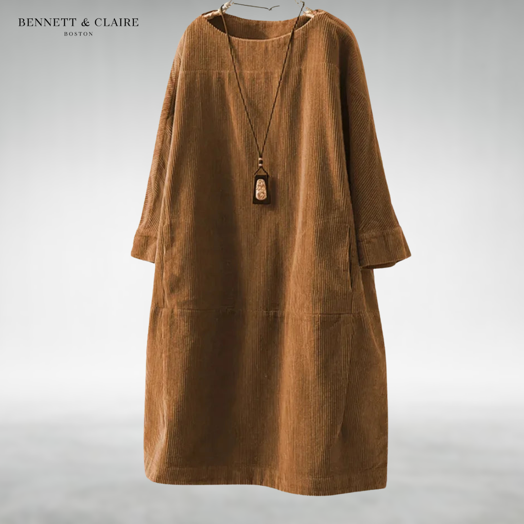 Amy™ Abito Midi in Velluto a Coste Comodo