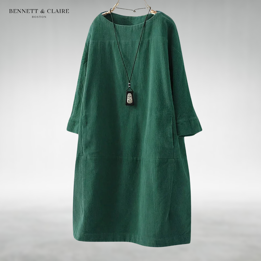 Amy™ Abito Midi in Velluto a Coste Comodo