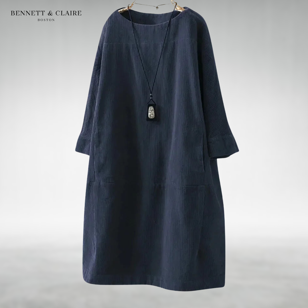 Amy™ Abito Midi in Velluto a Coste Comodo