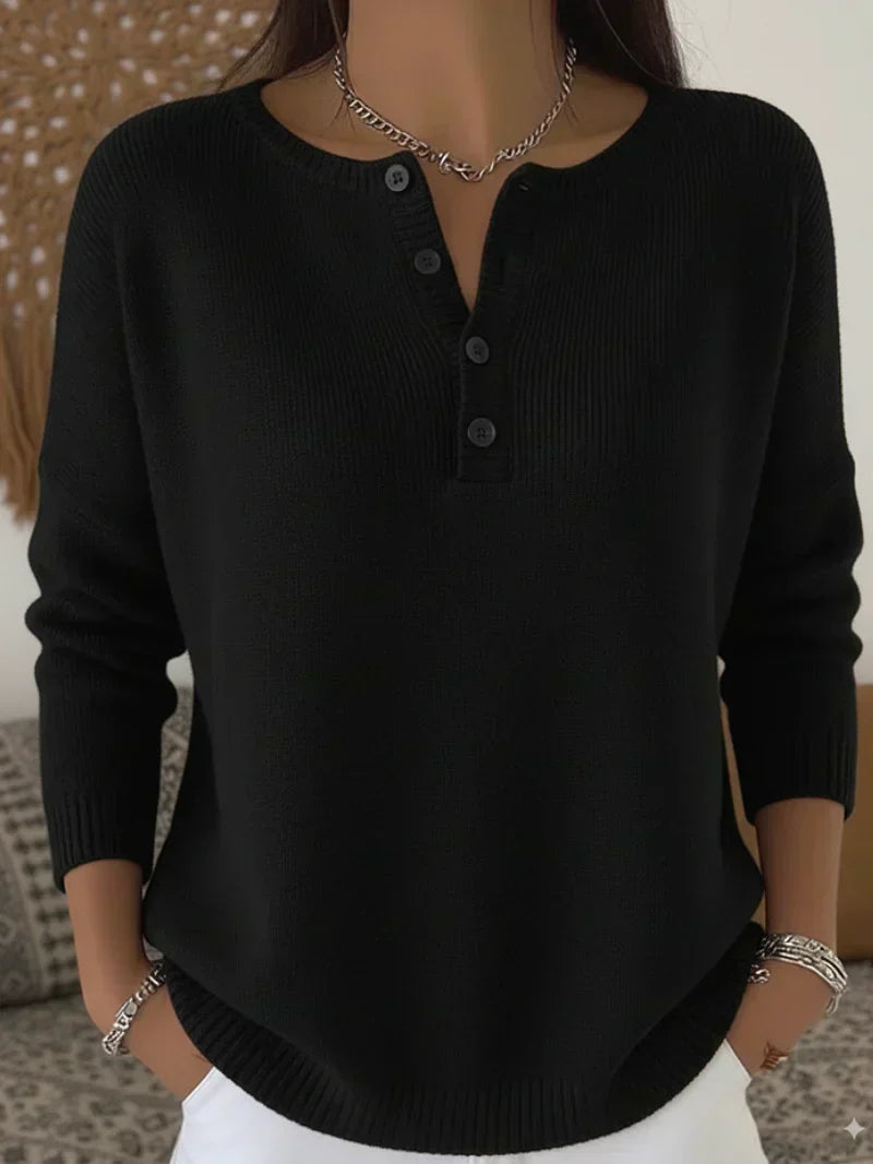 Beatriz | Maglione in Maglia con Bottoni a Henley