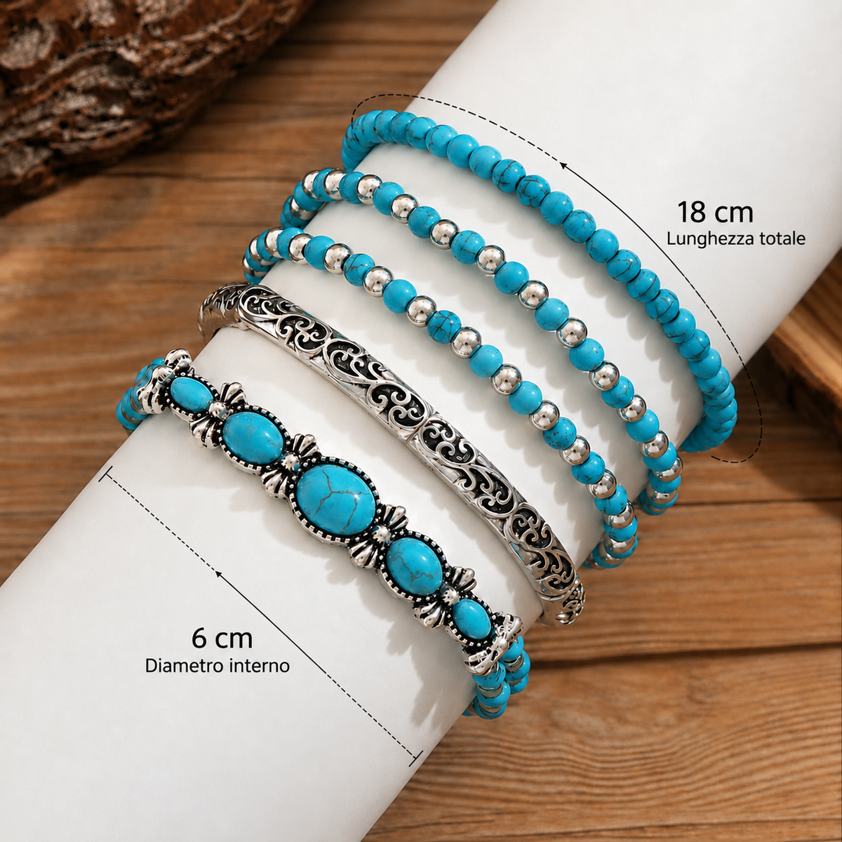 Celestina | Set di bracciali con perline turchesi