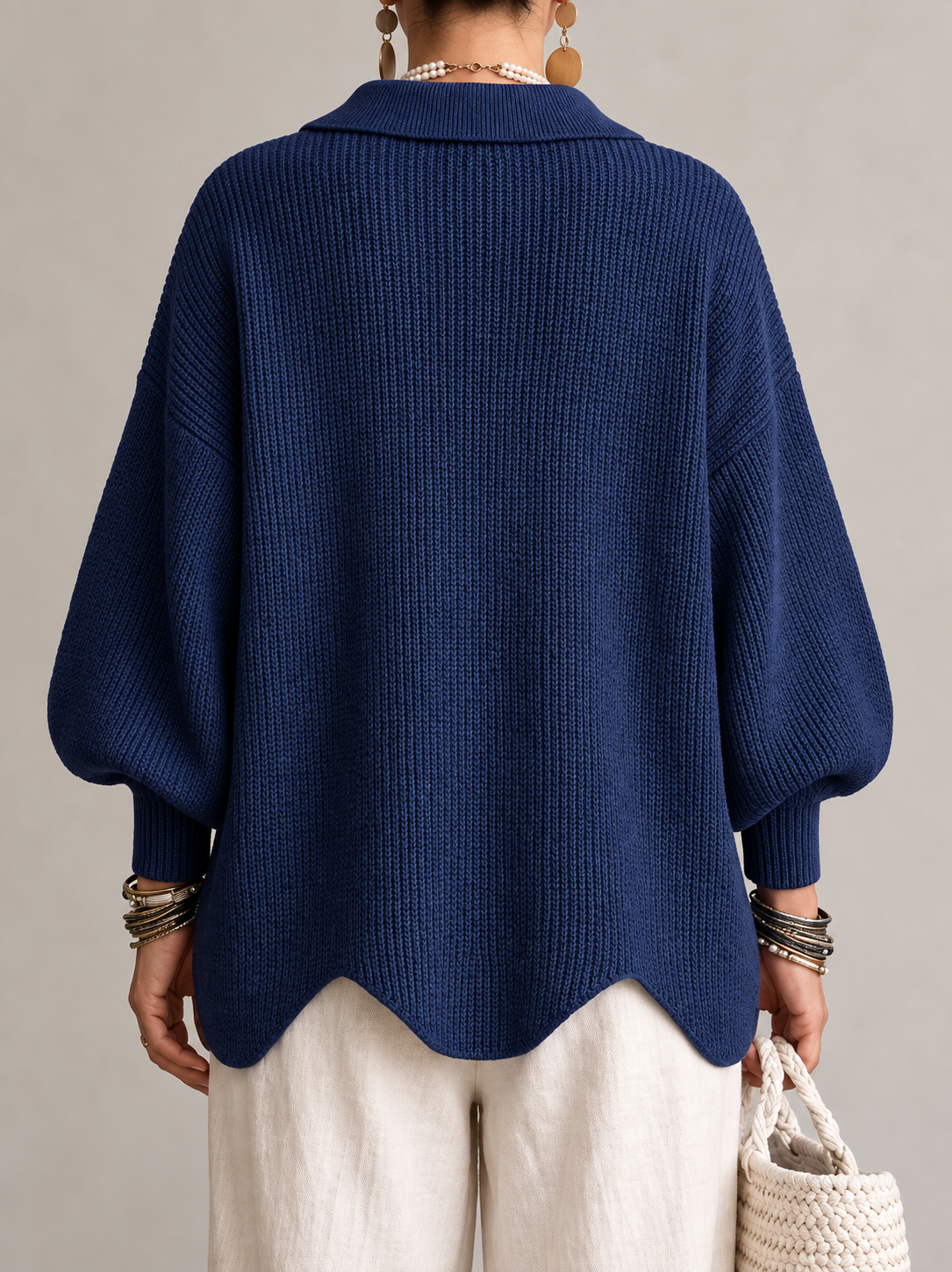 Maglione Elegante Oversize con Bottoni