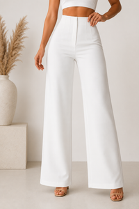 Elegant High-Waisted Wide-Leg Trousers – Luxury Women's Trousers