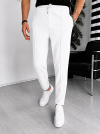 Herenbukser i vaffelstruktur – Slim Fit Stretchbukser med snøre | Casual & Smart Casual