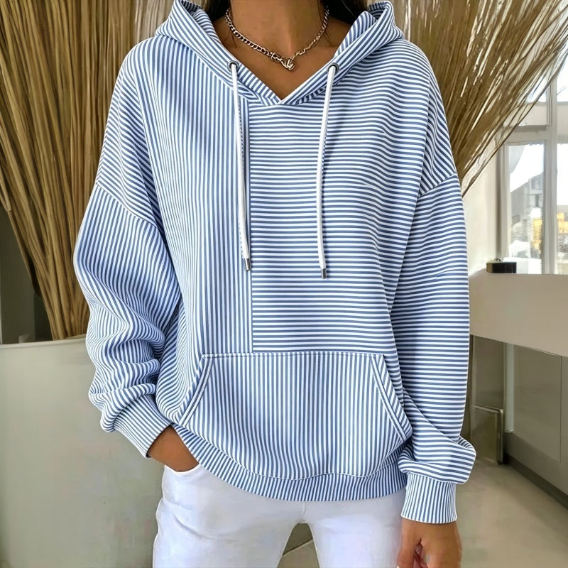 Felpa con Cappuccio a Righe Casual
